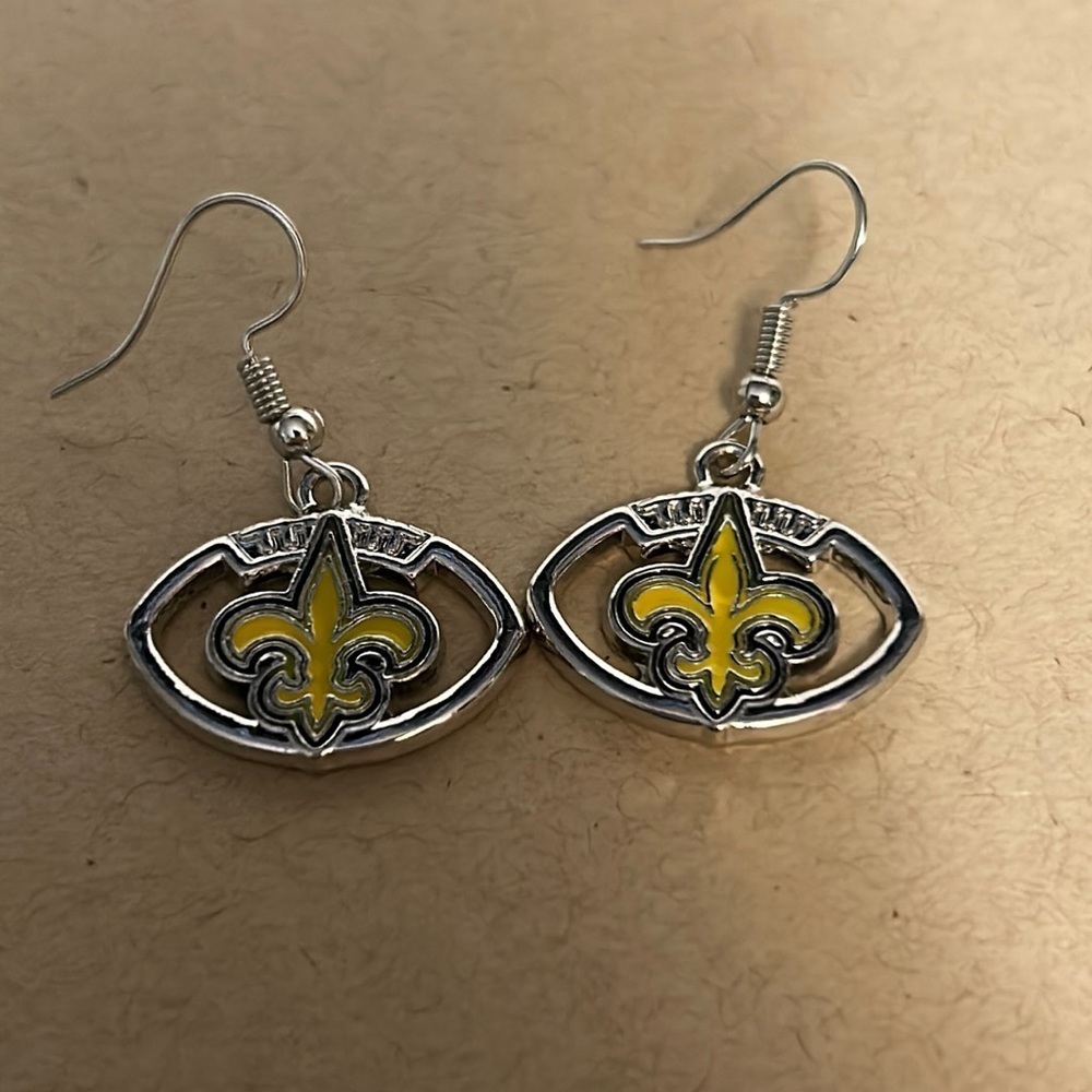 New Orlean Saints Dangling Fleur-de-lis Earrings, NWOT